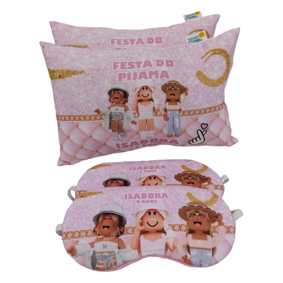 Almofada 20x30 com Máscara de Dormir Roblox Rosa